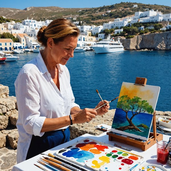 Quelles croisières offrent des ateliers de peinture en plein air dans les îles grecques?